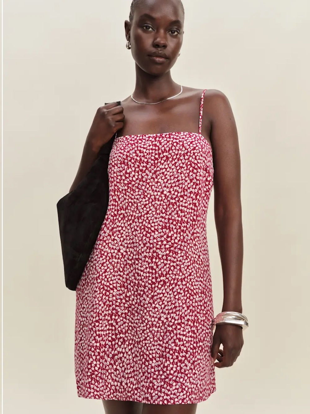 Reformation Aubree Red and White Mini Slip Dress